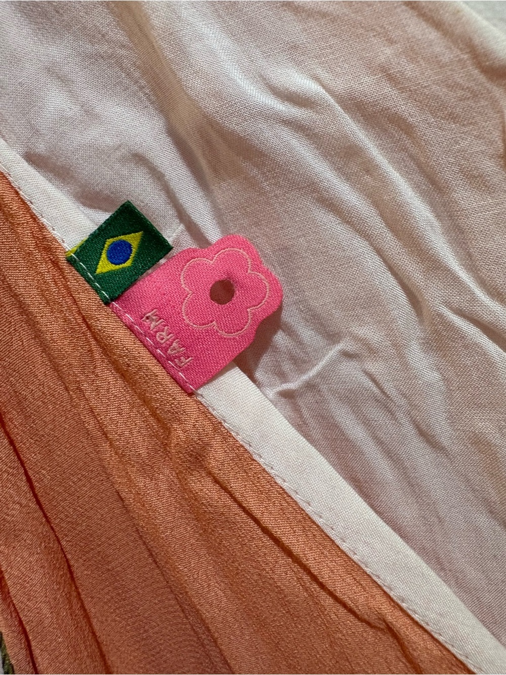 Farm Rio Maxi Dress Tropical Strappy V Neck Sz M Peach Color - For Repair *FLAW* - Picture 8 of 13